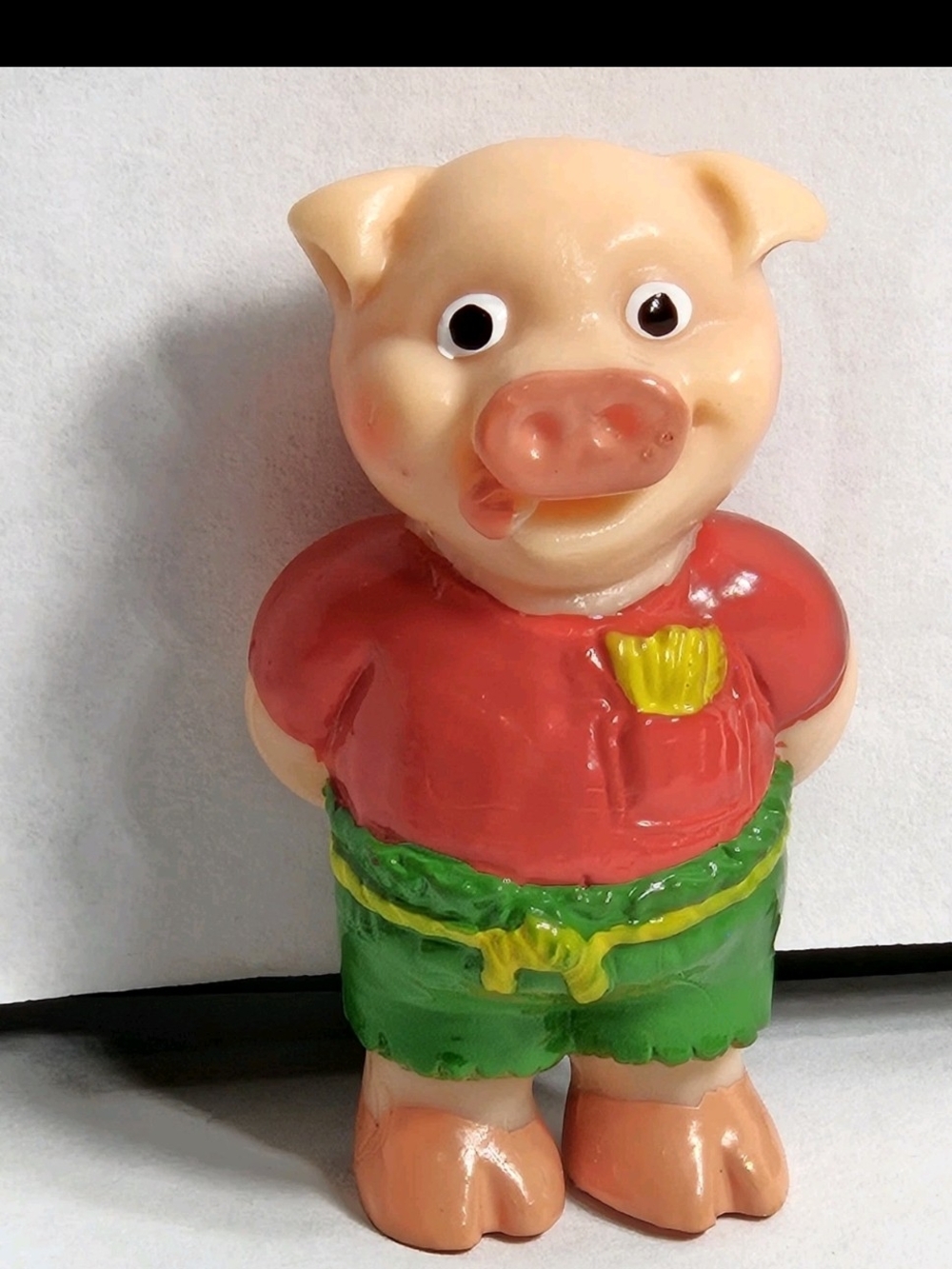 Little Pig figure "Three Little Pigs" PVC/Rubber 80's, D.E.LTD.Rare US Seller